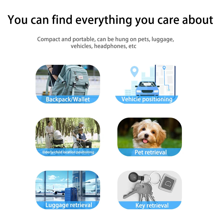 Mini Portable Bluetooth Find My Tag Tracker for Kids, Pets & Valuables - Real-Time Locator
