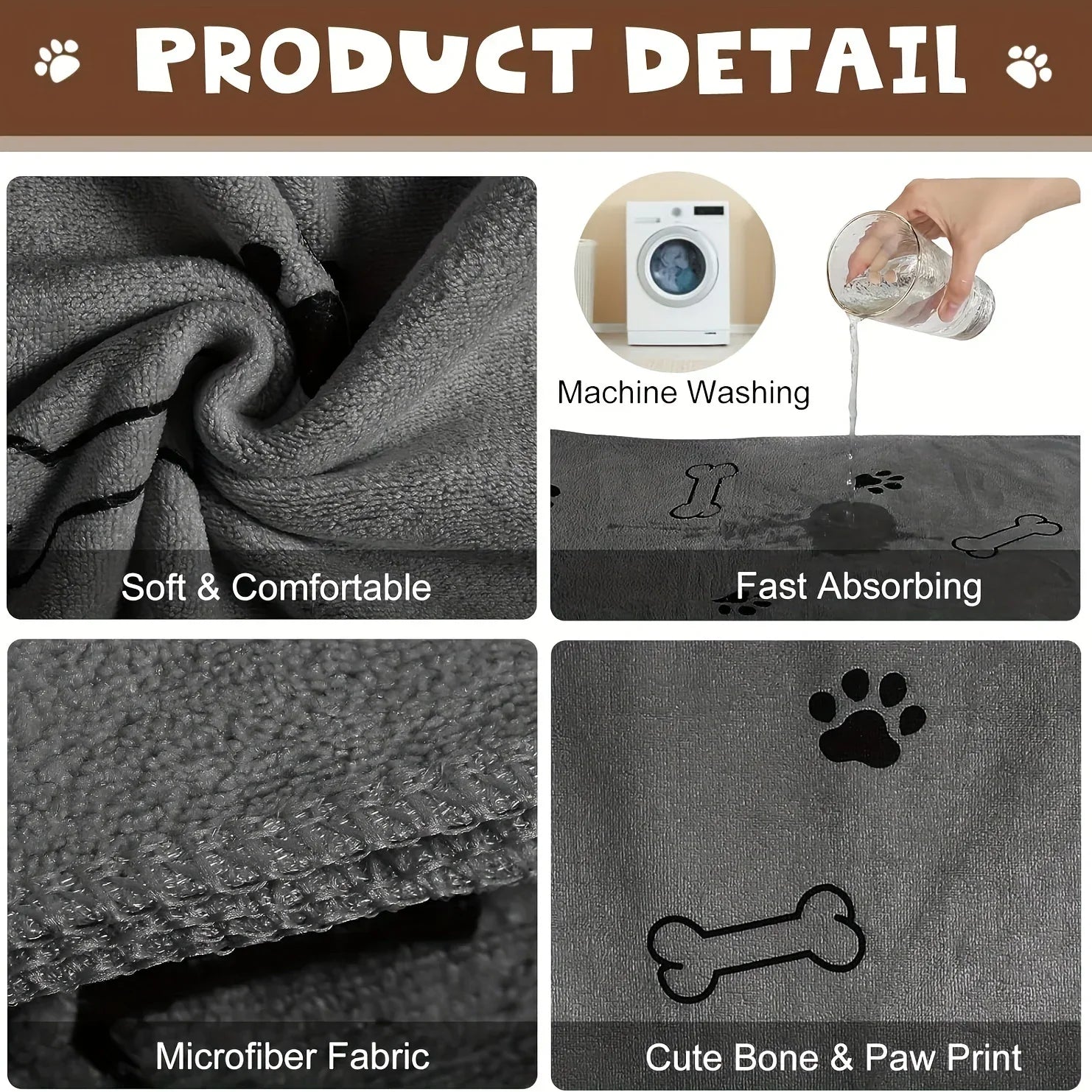 Quick-drying and Absorbent for Dog and Cat Bathing Pet Bath Towel Large Towel Soft Quick-drying Pet Store Gift Pet Supplies