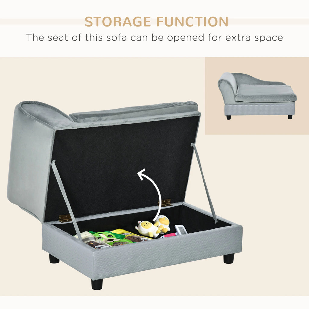 Luxury Dog Sofa Bed with Hidden Storage (Pale Gray)