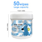 Pet Ear Cleaning Finger Wipes, 50 Pieces - Gentle Daily Cleaning Wipes, Suitable for Dog, Cat, and Rabbit Ear Care, Soft Finger Sleeve Design, Helps Keep Pet Ears Clean and Fresh, Suitable for Households with Multiple Pets