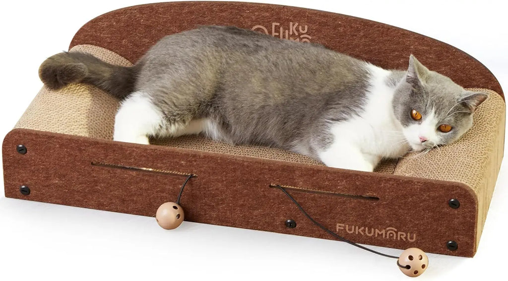 26in Cat Scratcher Lounger with Reversible Cardboard Pads & Toys