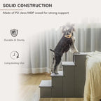 PawHut Pet Stairs with Cushioned Cover (15.75x23.25x21.25in, Grey)