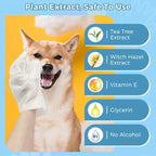 18pcs Pet Glove Wipes for Dogs & Cats, Pet Grooming Wipes, Cleaning Deodorizing Wipes, Outdoor Activities and Inconvenient Bath