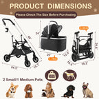 4-Wheel Pet Stroller with Detachable Carrier (Foldable, up to 50lbs)