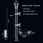 Acrylic Aquarium Shrimp Feeding Dish & Tube (Transparent, 20–30cm, Snail & Shrimp)