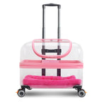 Large Capacity Portable Pet Trolley Box Universal Wheels Breathable Transparent Backpack Zipper Closure Made Durable Plastic