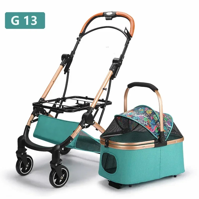 Portable Multifunctional Pet Stroller Detached Vehicle Mounted Pet Cage Lightweight and Foldable Pet Stroller Dogs Buggy