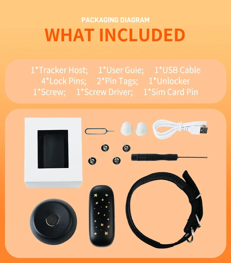 RF-V53 4G GPS Pet Locator for Dogs & Cats with Beidou Positioning - IP67 Waterproof, 900mAh Battery