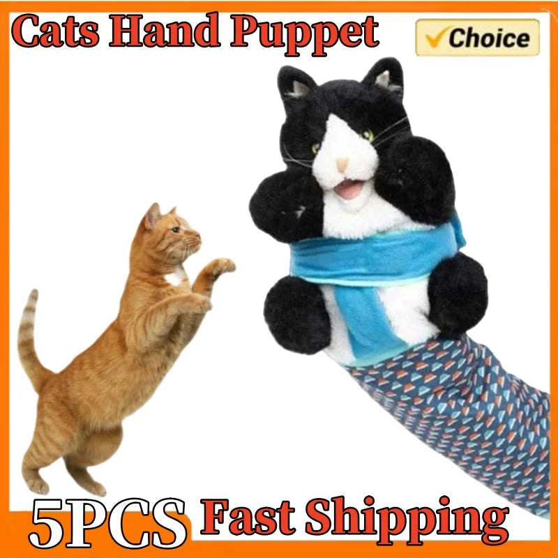 Cat & Dog Wrestling Hand Puppet Glove Toy — Padded Interactive Play Puppet