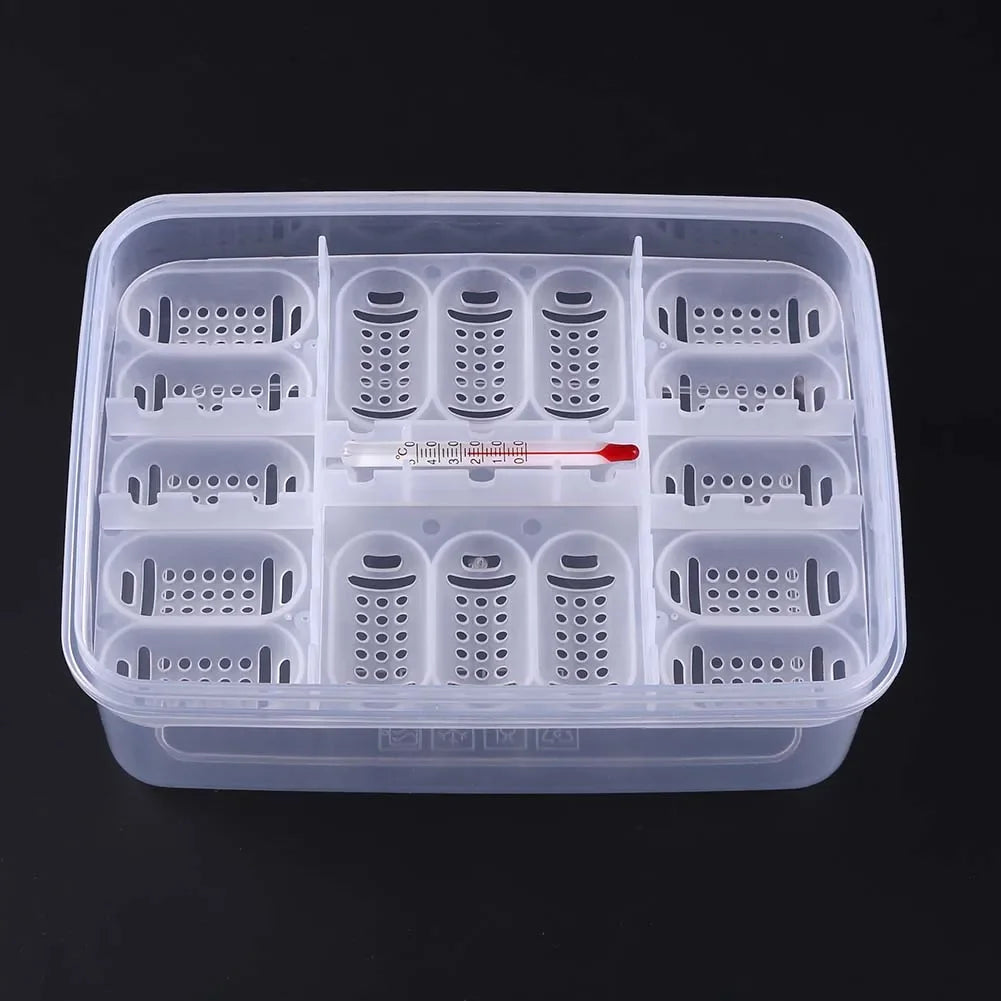 16 Grids Reptiles Egg Incubator Tray Lizard Snake Eggs Hatcher Plastic Case Box