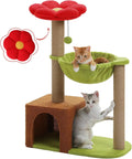 35in Cat Tree with Sisal Posts, Hammock & Flower Bed (Brown)