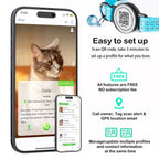 AirTag Cat Collar with Reflective Strip & QR Tag — Adjustable Kitten Collar with Air Tag Holder