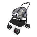 2026 New Pet Stroller 4-Wheel Foldable Jogger for Small Medium Dogs Cats, Lightweight Travel Carrier with Detachable Basket