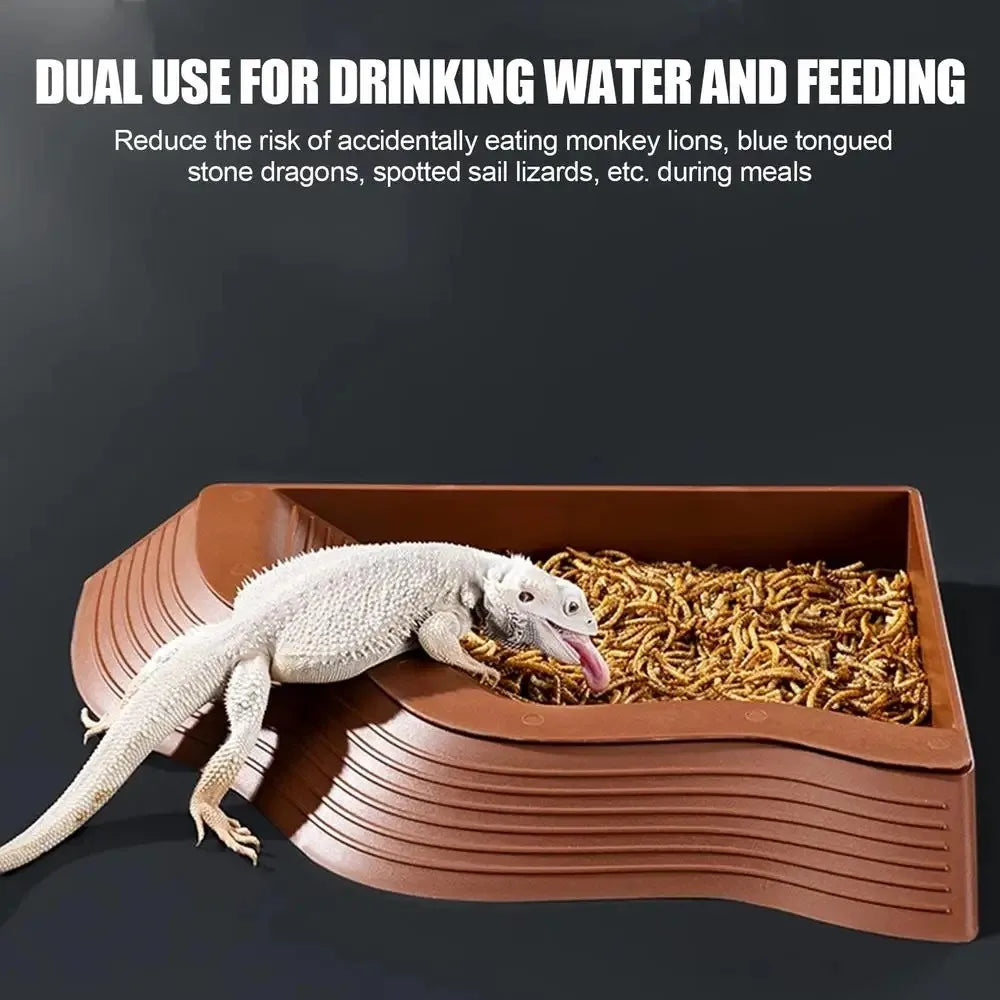 Yellow Edge Turtle Bath Basin Half Water Reptile Turtle Bath Basin Water Food Dual-Use Crawling Pet Breeding Box Landscaping