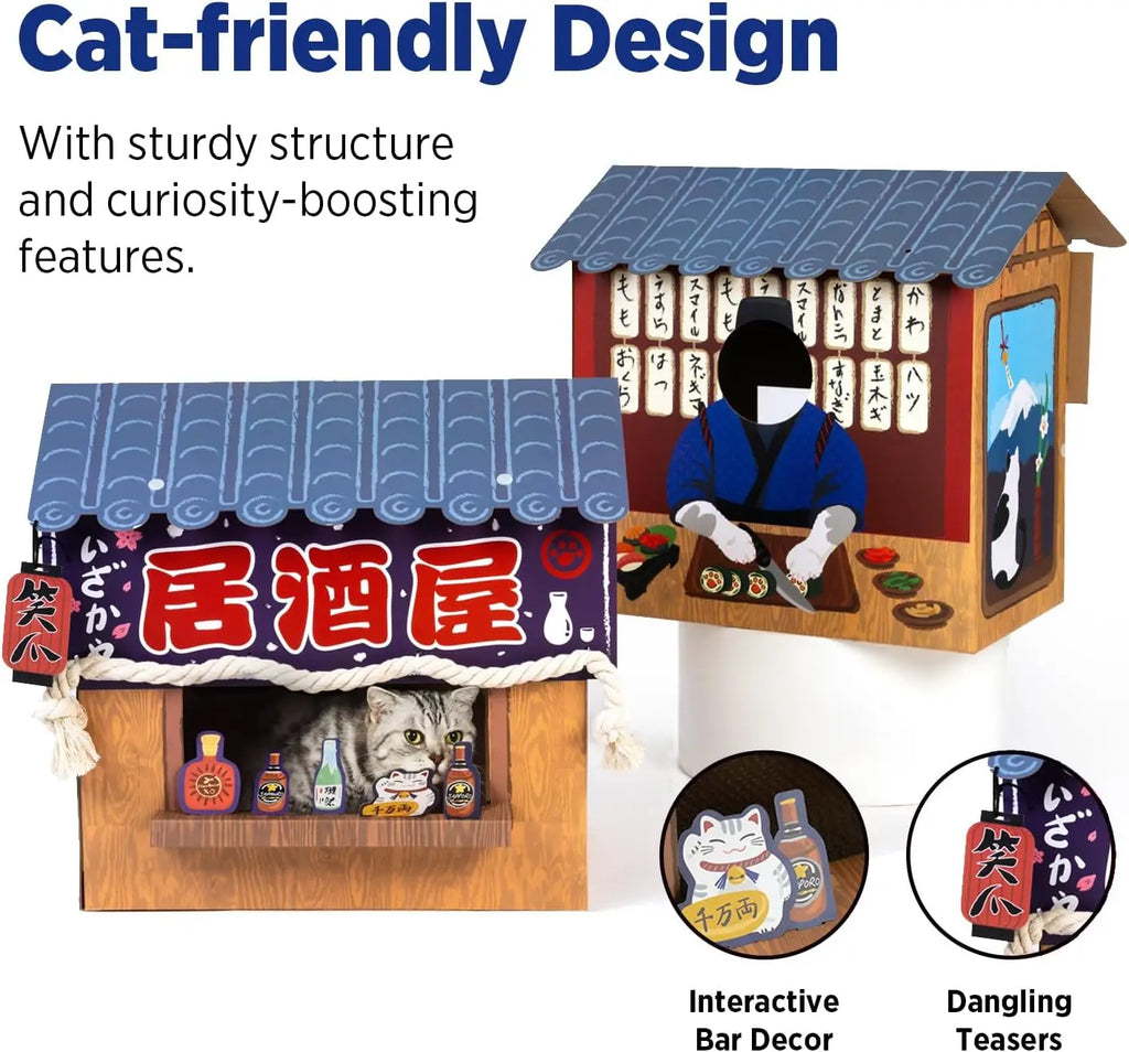 Cardboard Cat House with Scratcher (Izakaya Bar Style)