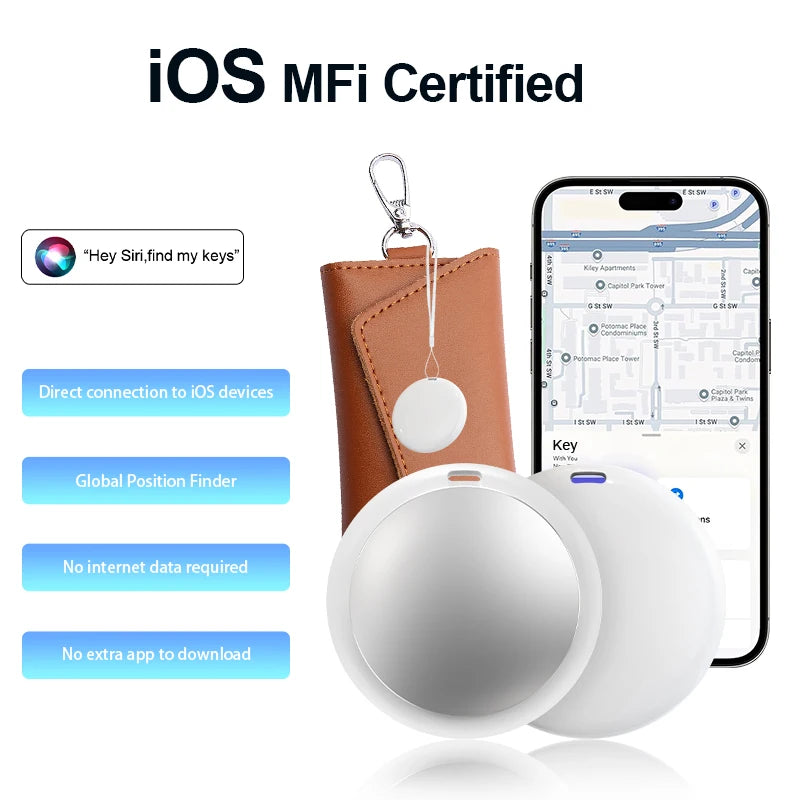 Mini Apple Find My Compatible Smart Tracker - Anti-Loss Locator for Pets, Dogs, Cats, Keys, Wallets, Luggage & Kids