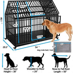 Heavy-Duty XL Dog Crate with Rooftop & Lockable Wheels (54in)