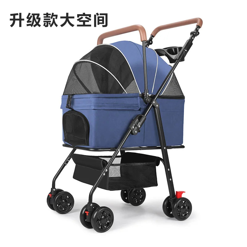 Upgraded Pet Stroller for Cats Dogs Compact Lightweight Foldable Teddy Bear for Outdoor Activities Detachable for Dog Walking