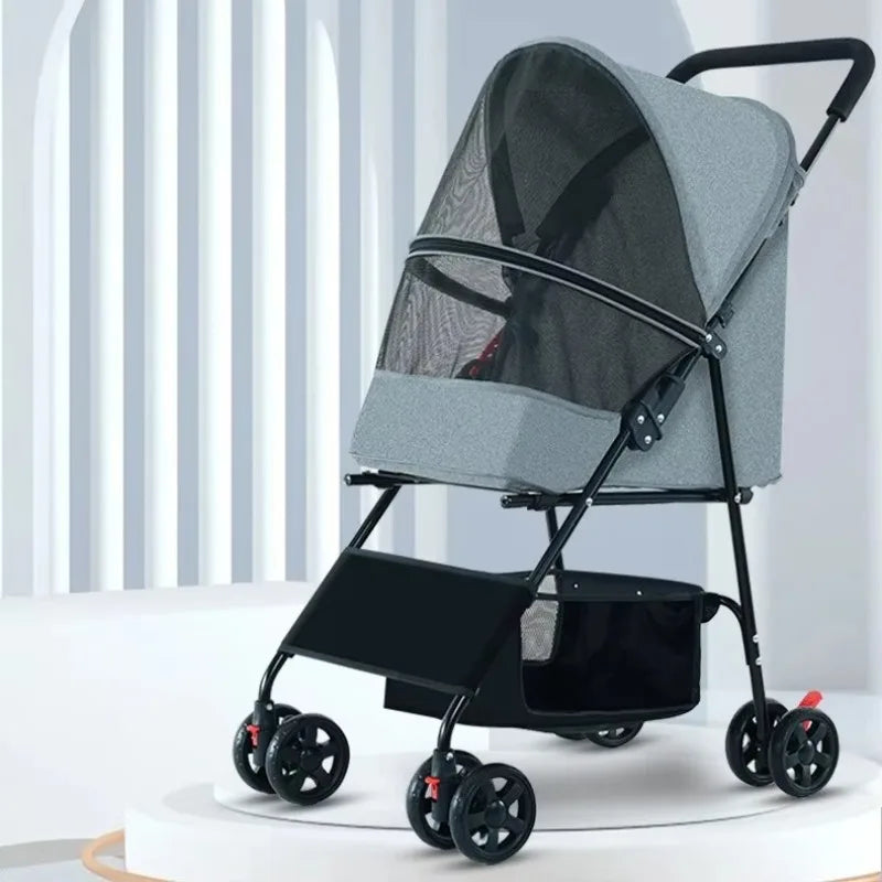 High Quality Folding Four-wheeled Easy Walk Travel Carrier Carriage Pet Stroller Outdoor Travel