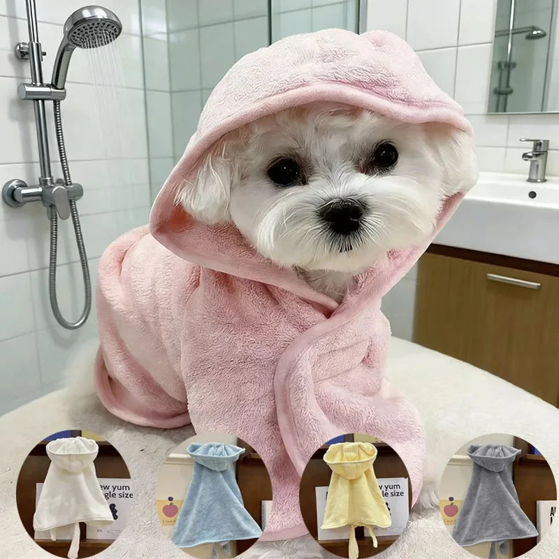Pet Bathrobe Quick Drying Soft Pet Bath Towel Robe Absorbent Soft Pets Bathrobe Dog Bath Towel for Small Medium Dogs and Cats