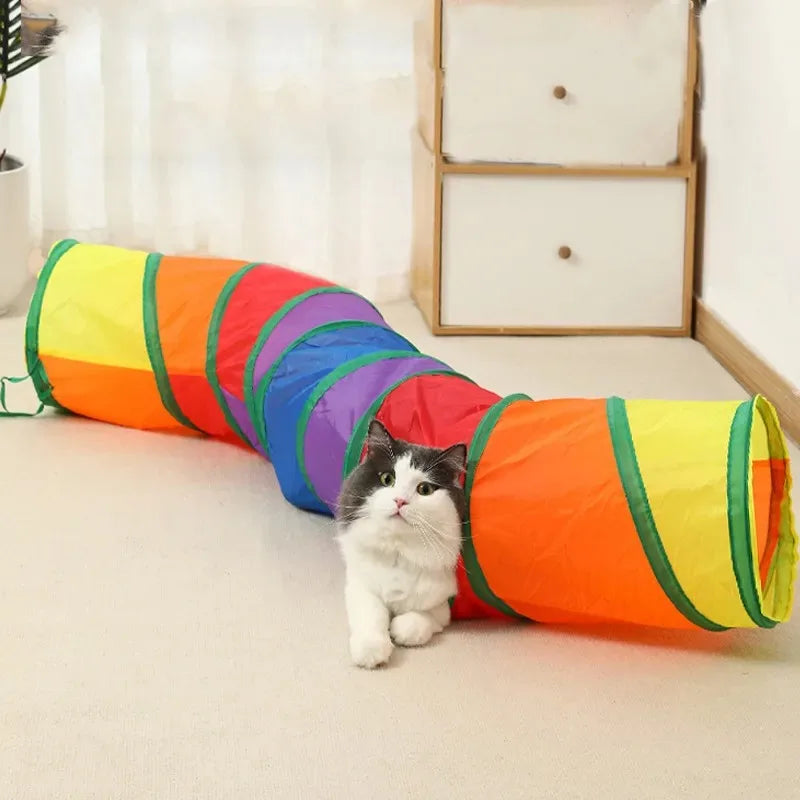 Foldable Cat Tunnel Toy — S, T & Y-Shaped Crinkle Barrel Drill Tunnel for Indoor Cats