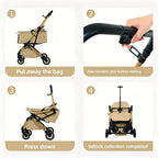 Pet Stroller One Button Foldable Cat Dog Outdoor Travel Cross Border Pet Stroller Pet Trolley Stroller for Dog Puppy Stroller