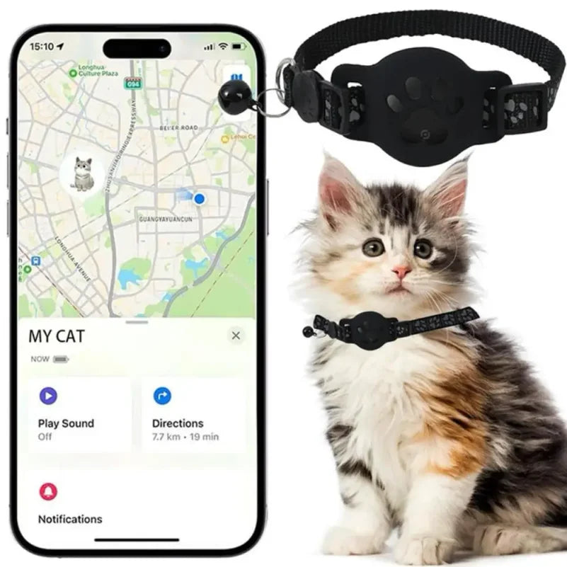 Dual-System GPS Smart Pet Collar Tracker for Cats & Kittens - iOS & Android Compatible (2 Styles)