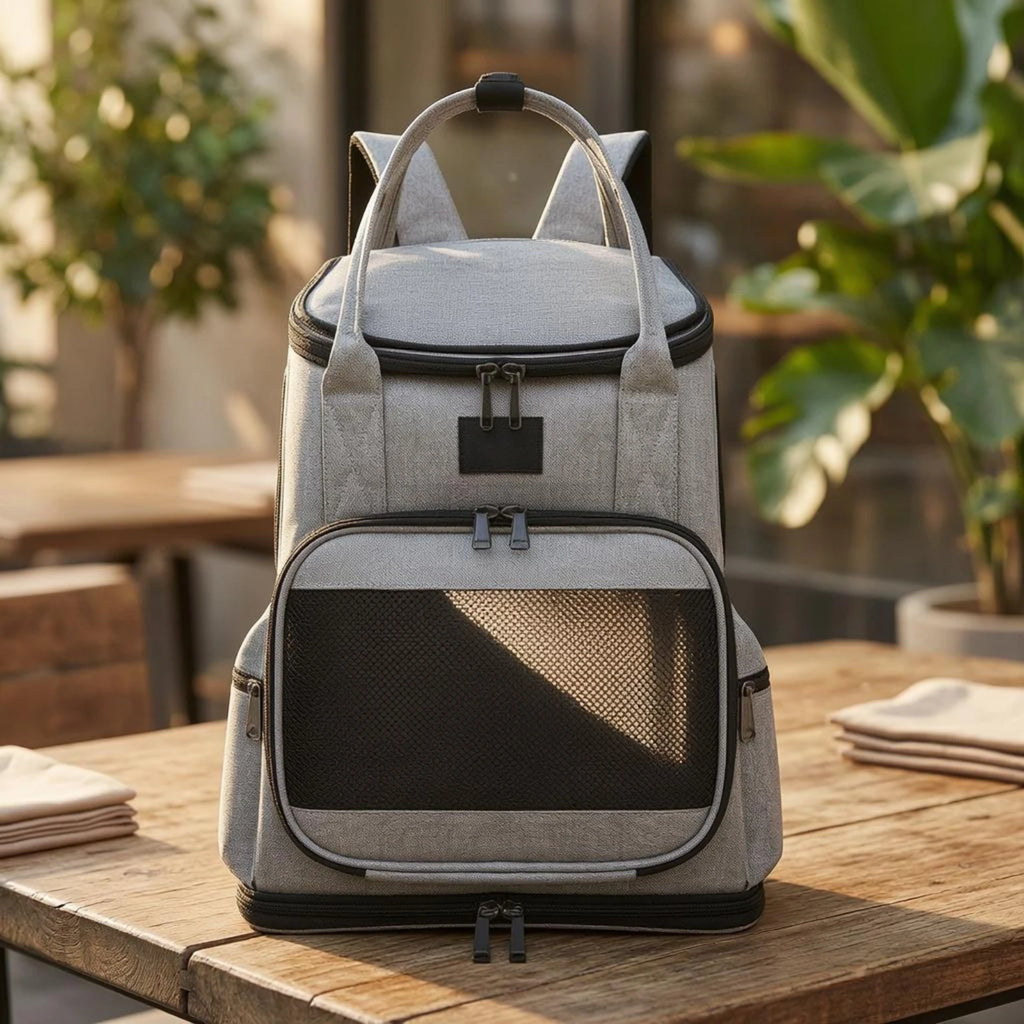Pet Carrier Backpack Zippered Mesh Pet Carrier Backpack Top Handles Water-Resistant for Outdoor Use