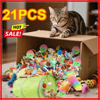 21-Piece Mixed Cat Toy Set — Plastic & Plush Variety Pack for Multiple Cats