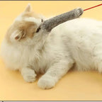 Faux Rabbit Fur Pompom Cat Teaser Stick — Interactive Plush Training & Play Wand for Cats