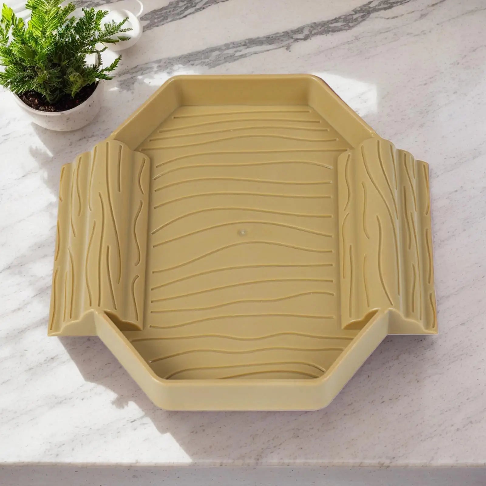 Tortoise Water Dish Anti-Slip Reptile Pool Dish Decorative Turtle Bath Tub with Ramp for Tortoise Snake Gecko Tank Accessory