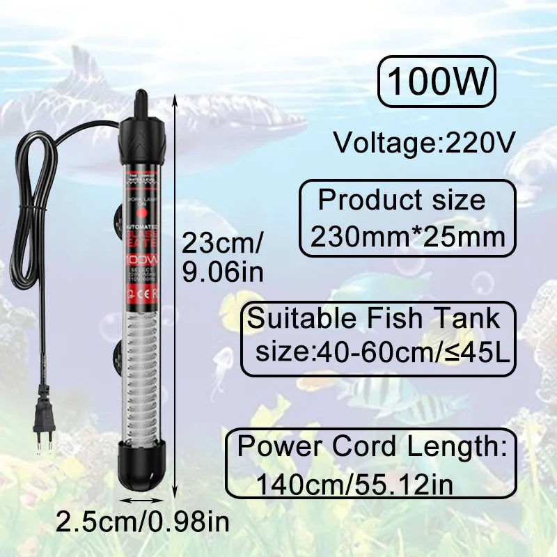 Aquarium Submersible Heater Fish Tank Water Heating Rod Constant Thermostat Temperature Control 220V 25W/50W/100W/200W/300W
