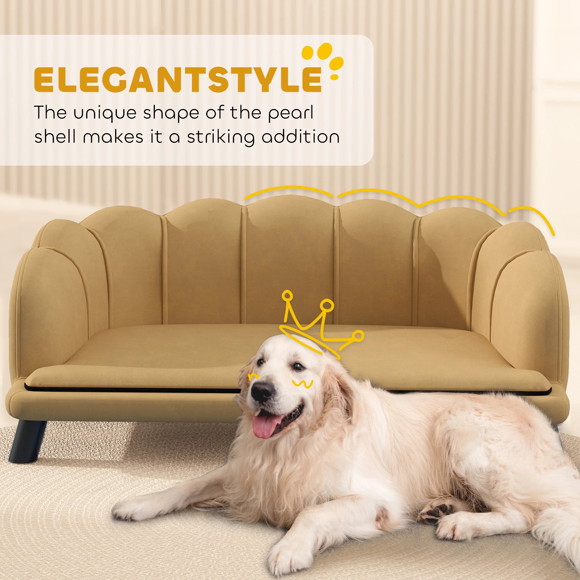 Pearl Design Pet Sofa with Solid Wood Legs (Coffee)