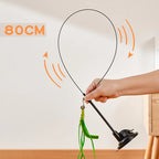 Suction Cup Dogtail Grass Cat Teaser Stick — Detachable Extended Rod Interactive Cat Toy