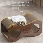 Walnut Cat Scratching Post with Integrated Bed (All-Season)