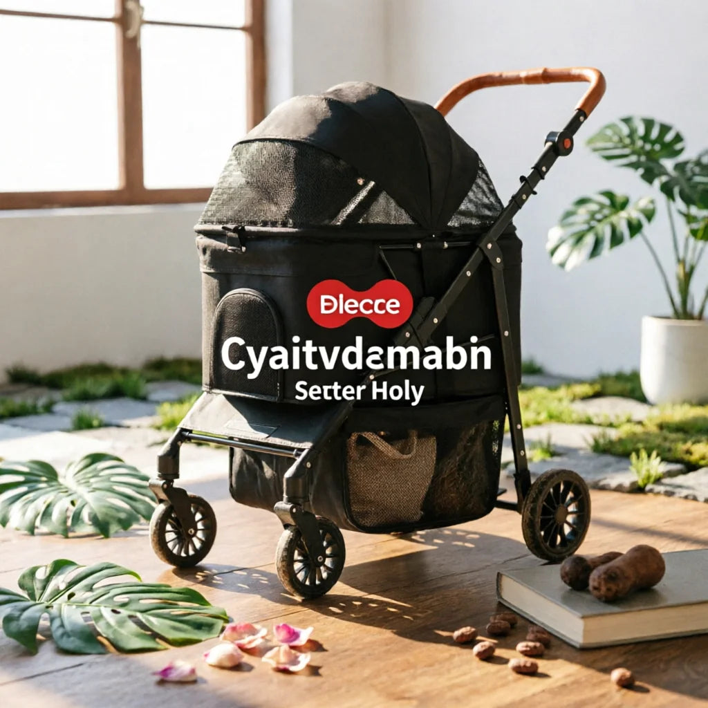 Foldable Pet Stroller Adjustable Handle Foldable Dog Stroller Large Dog Wagon Breathable Mesh Window Pet Gear for Shopping
