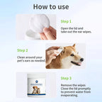 PetClaer 200PCS Natural Pet Ear Wipes, Double-Sided Design for Dogs Cats, Gentle Non-Irritating Ear Cleaning