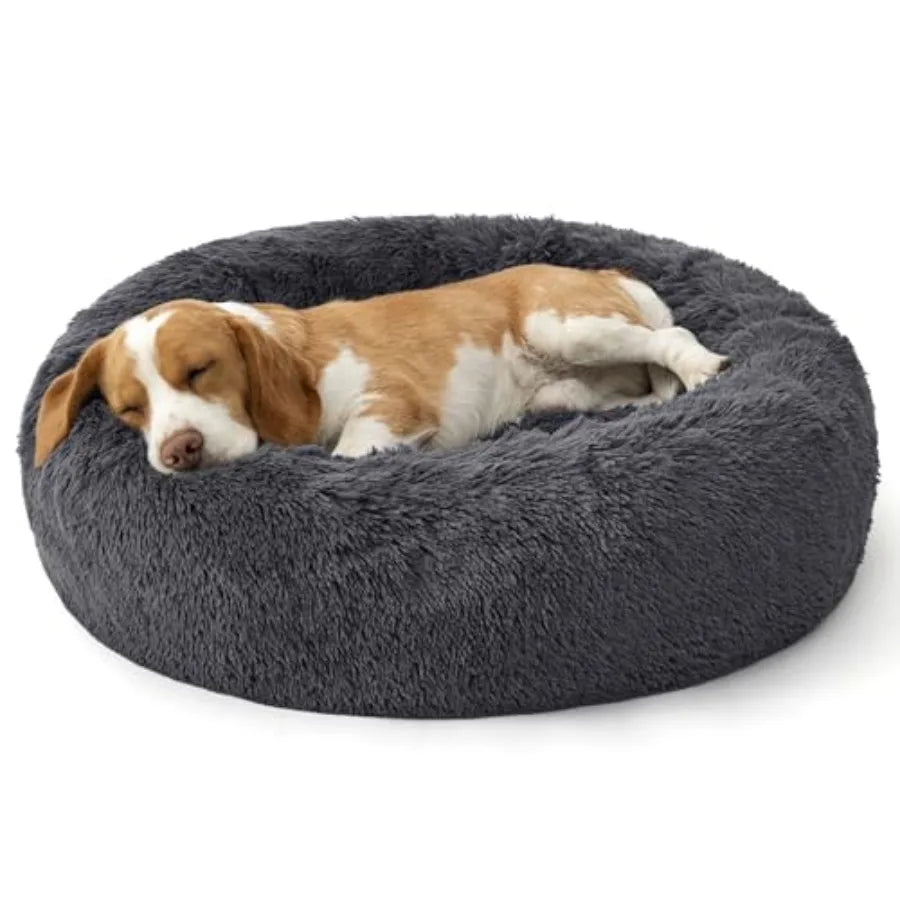 SupportMax 30in Calming Donut Dog Bed, Anti-Slip & Washable (Medium)