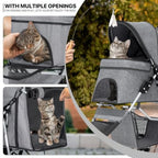 MoNiBloom 3 Wheels Pet Dog Cat Stroller for Small Medium Dogs and Cats, Lightweight Foldable Jogger Stroller w/Storage Basket a