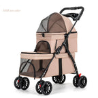 STLFLightweight & Foldable Double Layer Pet Stroller for Dogs Cats Teddy Bears Outdoor Travel & Car Usage