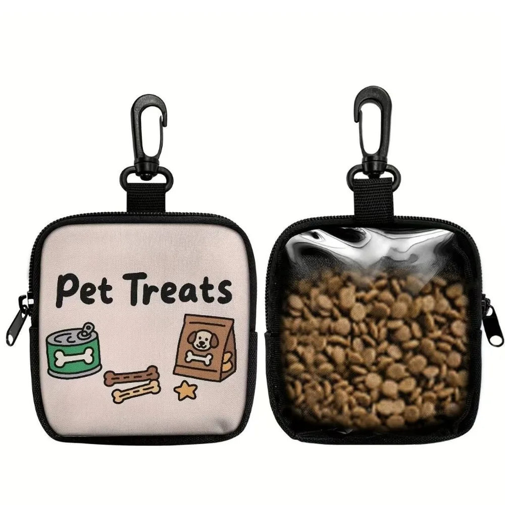 Waterproof Dog Treat Pouch Zipper Closure Clip Attachment Pet Training Reward Bag Printed Design Snack Container Pet Snack Bag