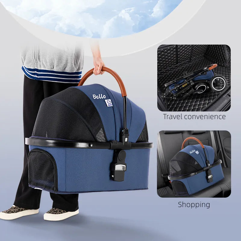 Bello Car Trunk-Compatible Foldable Pet Stroller for Dogs - Portable Travel Cart for On-the-Go Outings
