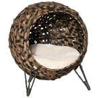 PawHut 20.5in Hand-Woven Banana Leaf Cat Bed (Brown)