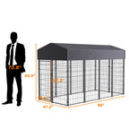 Heavy-Duty Outdoor Dog Kennel with Roof & Weatherproof Cover