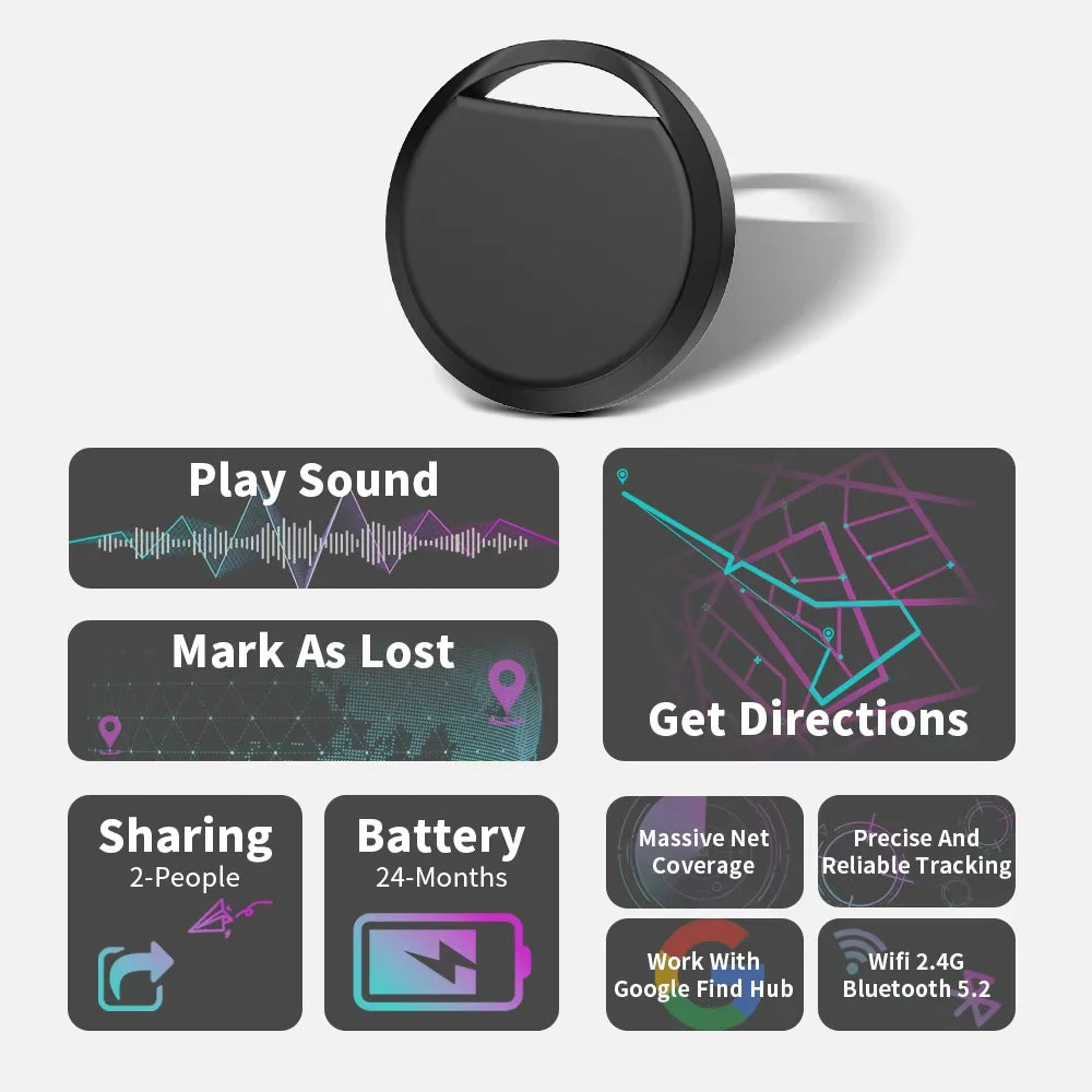 Mini Bluetooth GPS Smart Tracker for Google Find Hub - Android-Compatible Anti-Loss Locator for Pets, Keys & Wallets