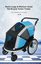 Pet Bicycle Trailer, 2-in-1 Dog Stroller, Portable Foldable Cart for Outdoor Travel, Detachable Design