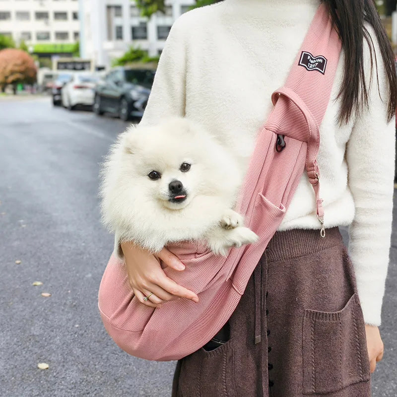 New Lightweight Crossbody Pet Bag Mesh Cat Bag Dog Out Portable Shoulder Bag Waffle, Suitable For Pets Travelling Outside