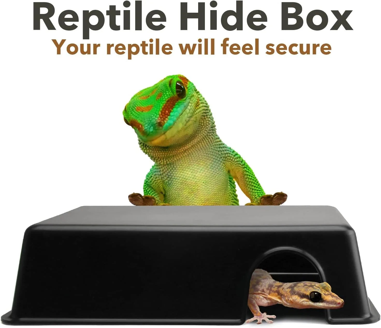 Reptile Hide Box Ventilated Shelter Reptile Hideout 15x11x5.5 cm for Gecko Spiders Snake Ball Python Snake lizard