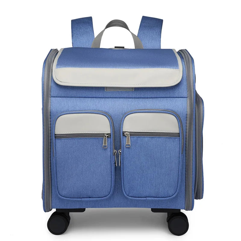 Approved Telescopic Pet Trolley Carrier Bag Luxury Foldable Wheel Pet Trolley Bag Case Folding Pet Travel Carrier Bag