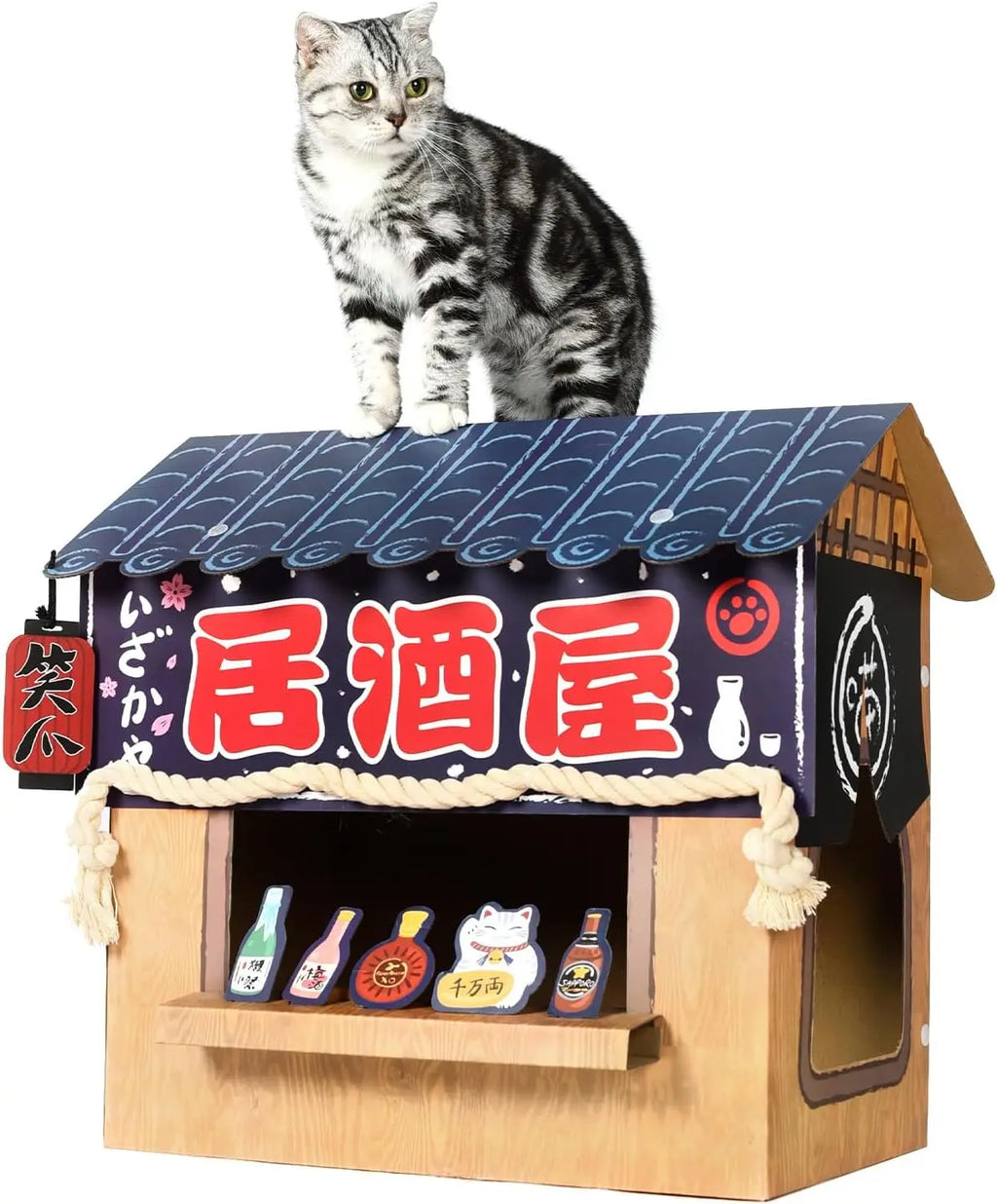 Cardboard Cat House with Scratcher (Izakaya Bar Style)